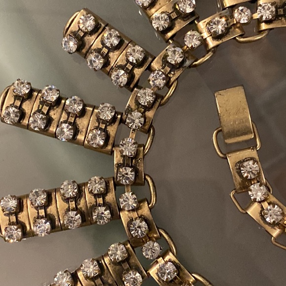 J CREW - necklace: gold tone w asymmetrical chunks & rhinestones throughout - Picture 10 of 16